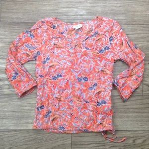 Lucky Brand SAH01 Orange Peasent Floral Boho Top